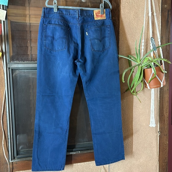 Xl Men’s Levi White Tab Navy Blue 100% Cotton Canvas Jean Material Size W32”L36” - Picture 6 of 9